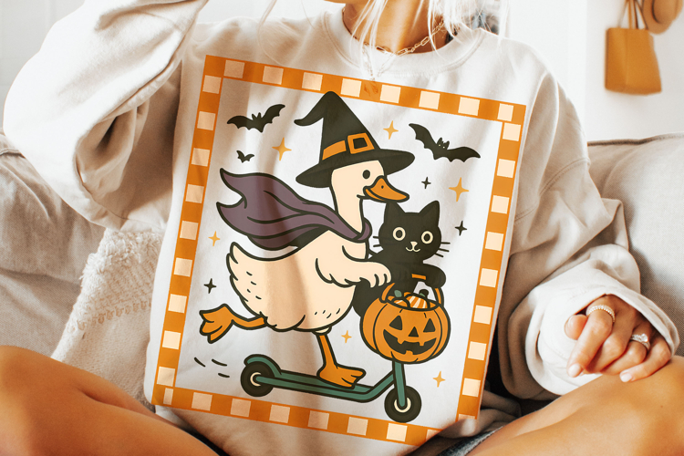 Halloween Fall Goose PNG, Halloween Cat PNG, Silly Goose PNG