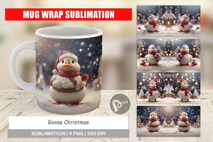 Mug sublimation design Goose Christmas