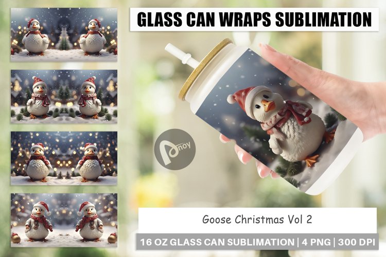 Glass Can Wraps Goose Christmas