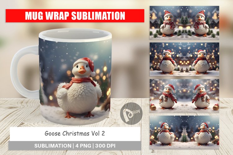 Mug sublimation design Goose Christmas