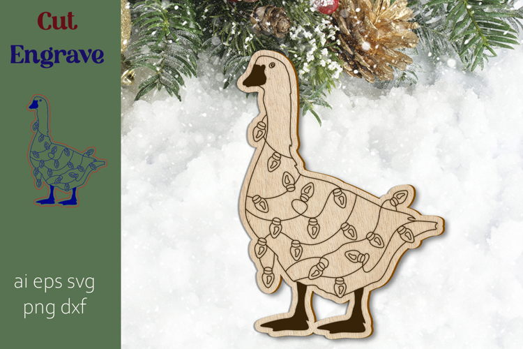 Christmas goose ornament svg, Laser engraving decoration