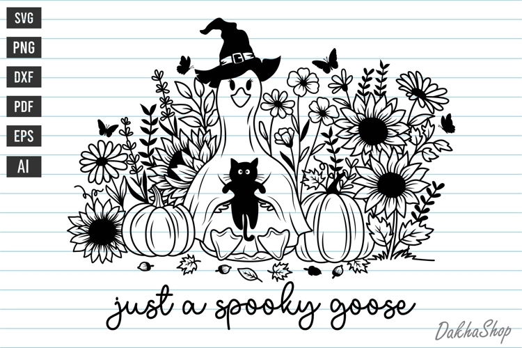 Halloween Ghost Goose Cat Fall Flower Pumpkin SVG Spooky SVG