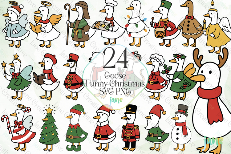 Goose Funny Christmas SVG PNG Bundle