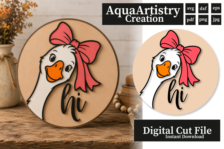 Funny Goose Hi Round Welcome Door Sign Laser Cut