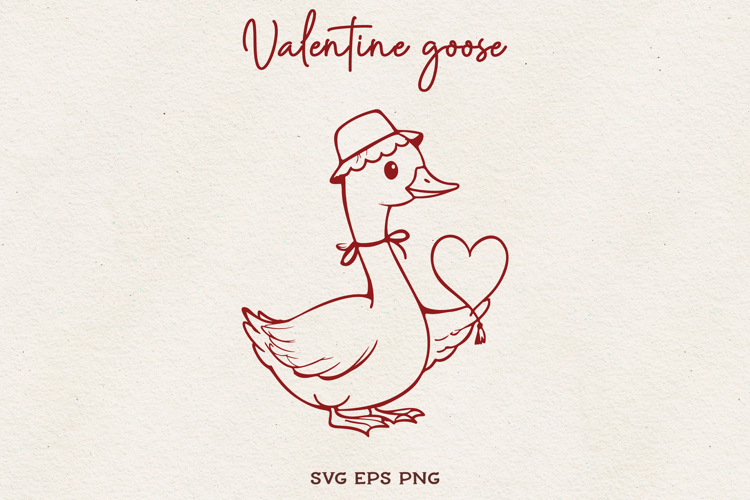 Valentine Goose SVG | Cute Love Goose Line Art SVG PNG