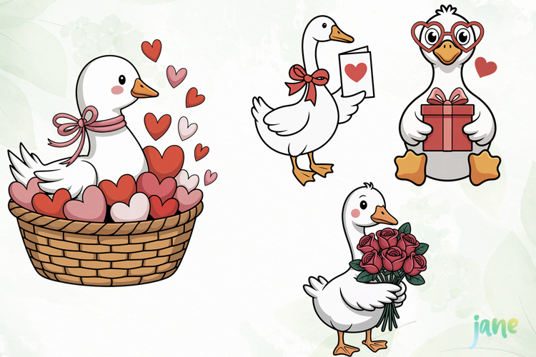 Cute Goose Valentine Clipart