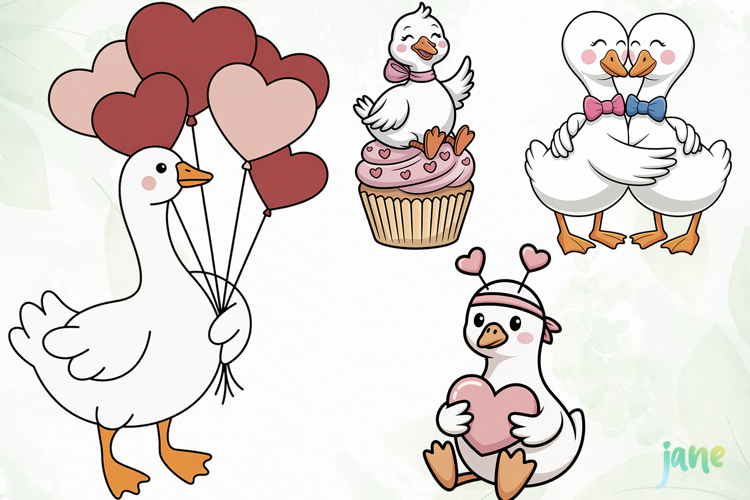 Cute Goose Valentine Clipart