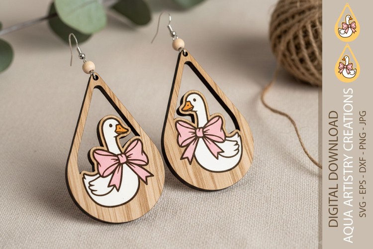 Goose Teardrop Earring, Goose Laser Cut Earrings, SVG