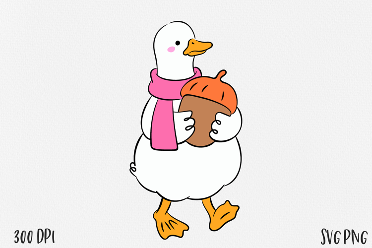 Cute Goose SVG PNG, Funny Farm Bird Clipart, Hand Drawn