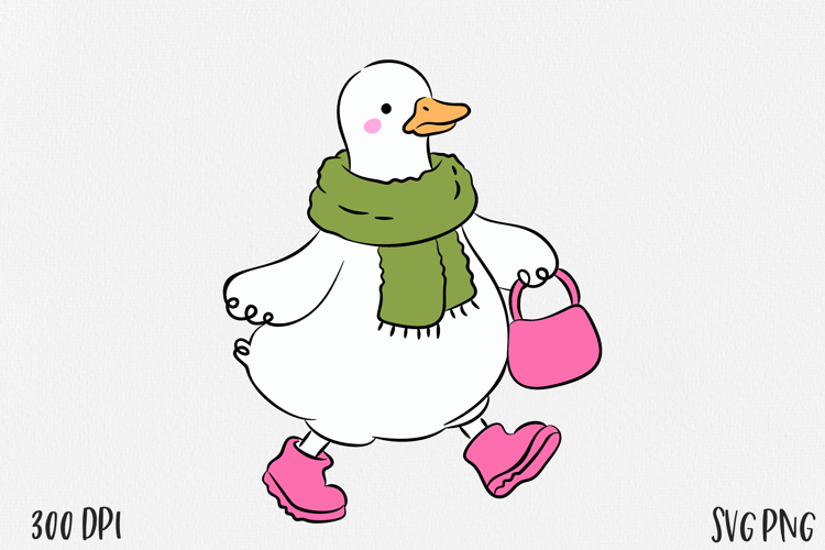 Cute Goose SVG PNG, Funny Farm Bird Clipart, Hand Drawn