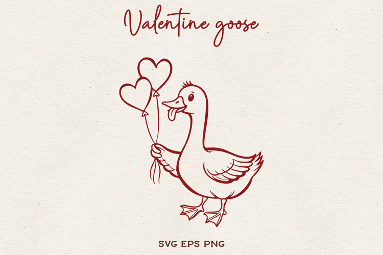 Valentine Goose SVG | Cute Love Goose Line Art SVG PNG