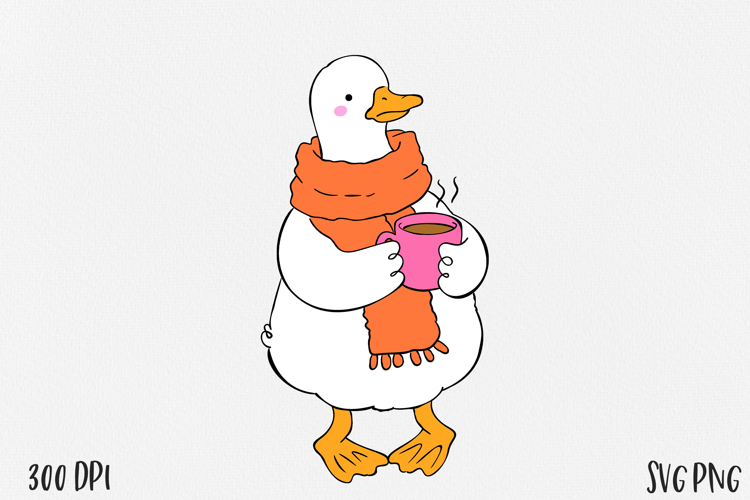 Cute Goose SVG PNG, Funny Farm Bird Clipart, Hand Drawn