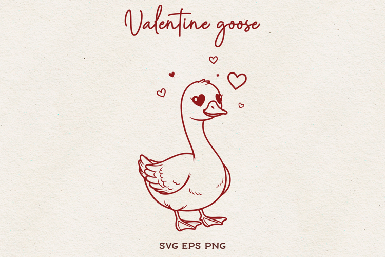 Valentine Goose SVG | Cute Love Goose Line Art SVG PNG