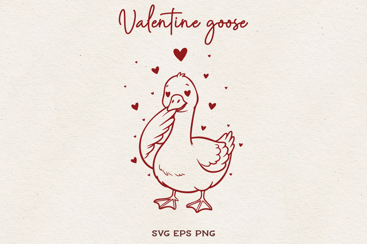 Valentine Goose SVG | Cute Love Goose Line Art SVG PNG