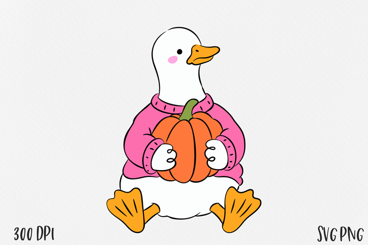 Cute Goose SVG PNG, Funny Farm Bird Clipart, Hand Drawn