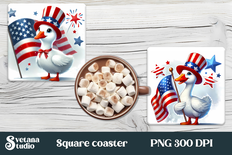 Patriotic goose square coaster | 4th of july coaster PNG