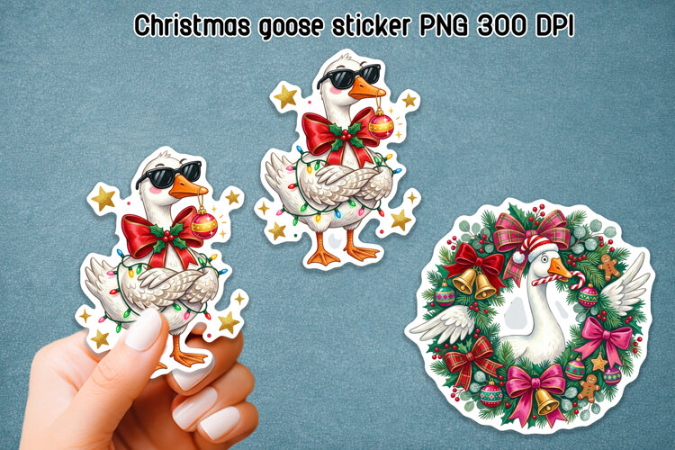 Christmas Goose Sticker PNG Printable | Funny Goose PNG example image 1