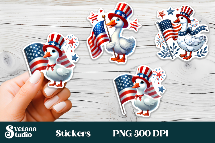 Patriotic goose stickers printable | Goose stickers PNG