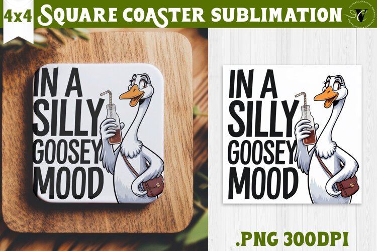 Goose Square Coaster | Funny Goose | Sarcastic example image 1