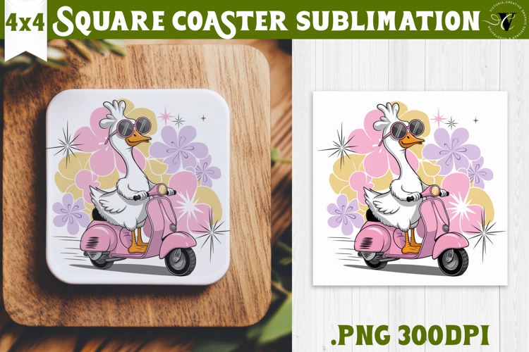 Goose Square Coaster | Funny Goose | Sarcastic example image 1