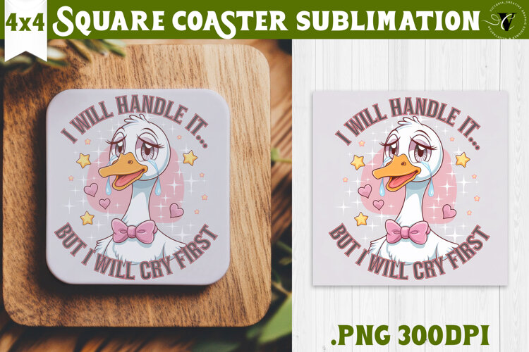 Goose Square Coaster | Funny Goose | Sarcastic example image 1