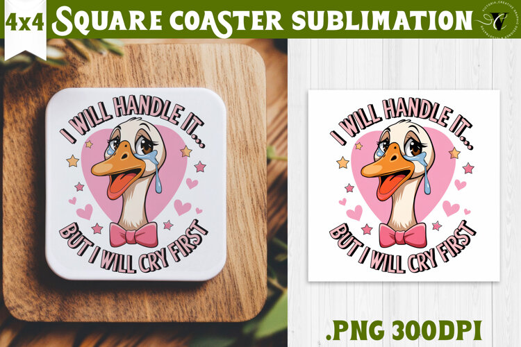 Goose Square Coaster | Funny Goose | Sarcastic example image 1