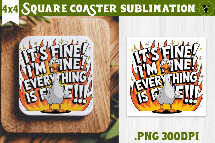 Goose Square Coaster | Funny Goose | Sarcastic example image 1