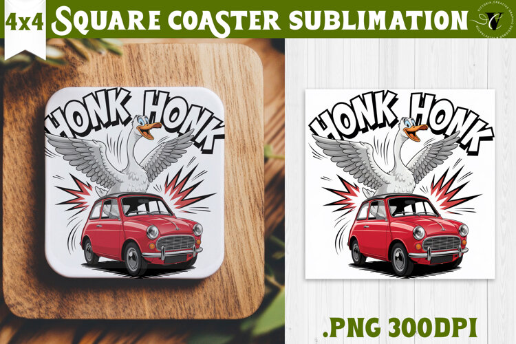 Goose Square Coaster | Funny Goose | Sarcastic example image 1