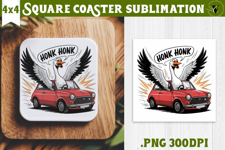 Goose Square Coaster | Funny Goose | Sarcastic example image 1