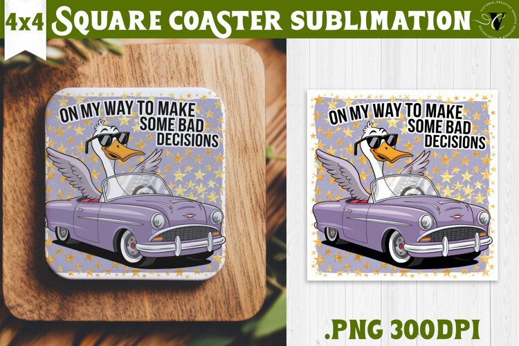 Goose Square Coaster | Funny Goose | Sarcastic example image 1