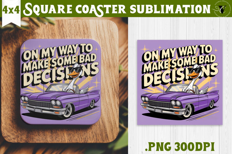 Goose Square Coaster | Funny Goose | Sarcastic example image 1