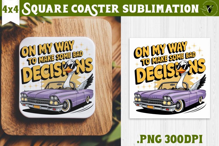 Goose Square Coaster | Funny Goose | Sarcastic example image 1