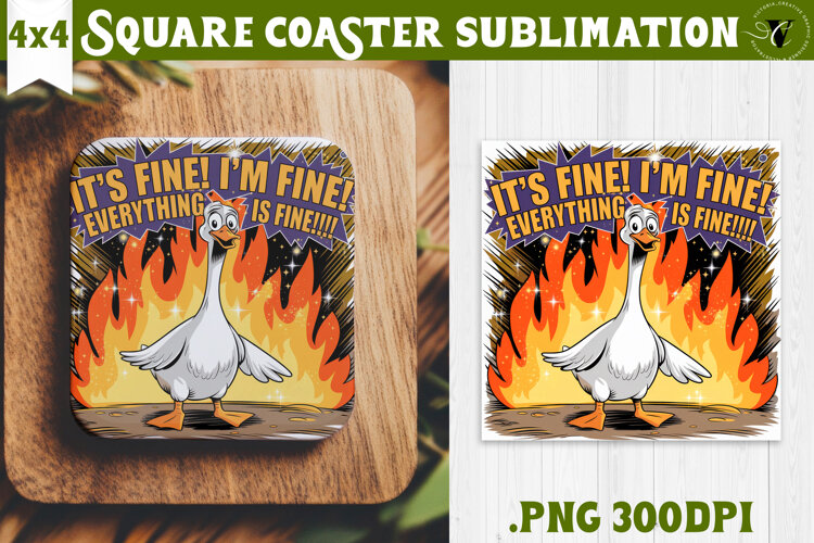 Goose Square Coaster | Funny Goose | Sarcastic example image 1
