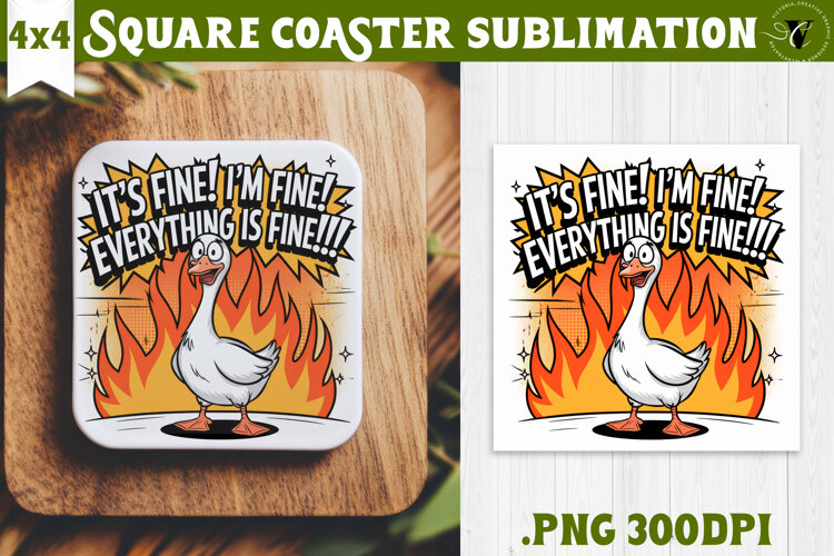 Goose Square Coaster | Funny Goose | Sarcastic example image 1