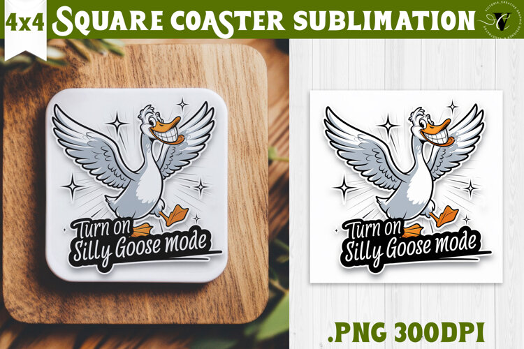 Goose Square Coaster | Funny Goose | Sarcastic example image 1