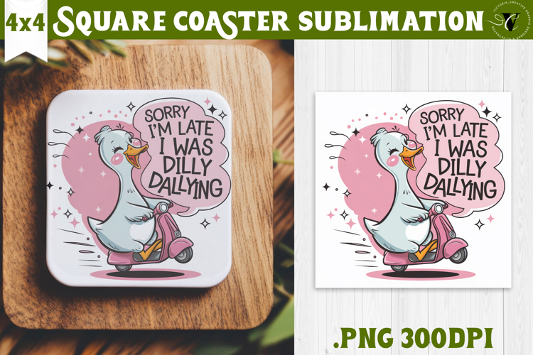 Goose Square Coaster | Funny Goose | Sarcastic example image 1