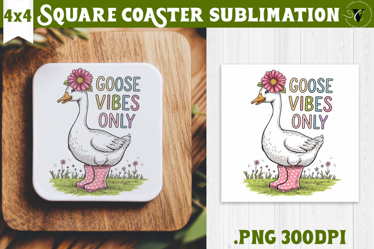 Goose Square Coaster | Funny Goose | Sarcastic example image 1
