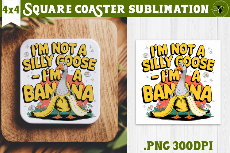 Goose Square Coaster | Funny Goose | Sarcastic example image 1