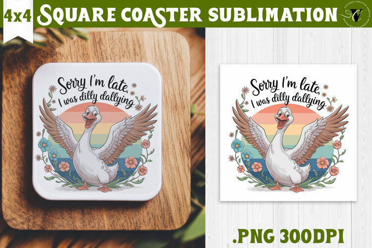 Goose Square Coaster | Funny Goose | Sarcastic example image 1
