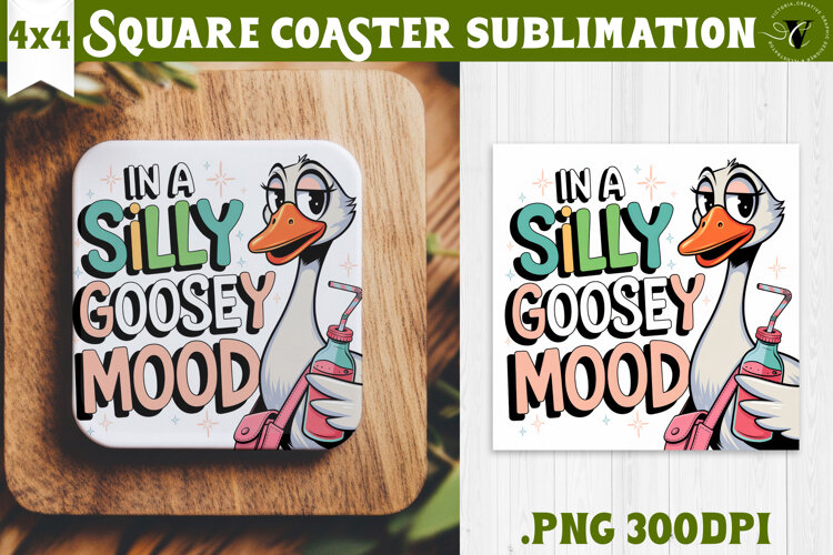 Goose Square Coaster | Funny Goose | Sarcastic example image 1