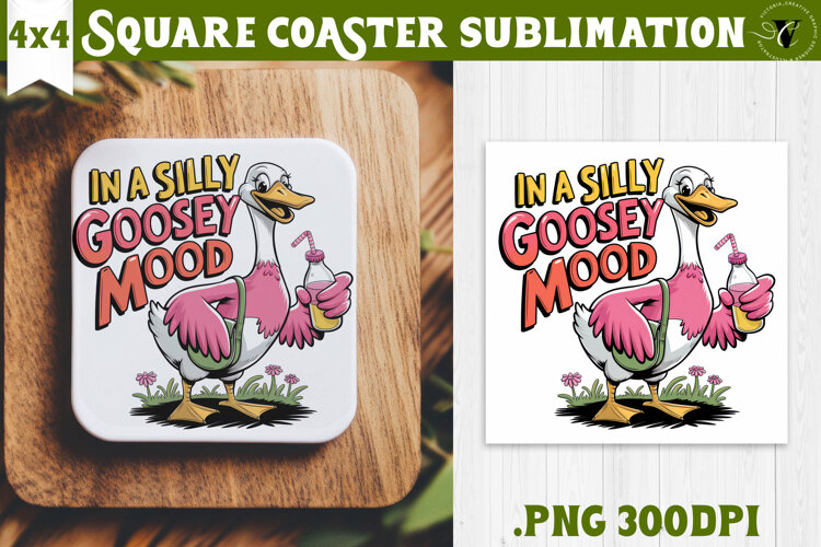 Goose Square Coaster | Funny Goose | Sarcastic example image 1
