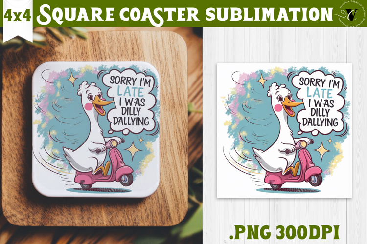 Goose Square Coaster | Funny Goose | Sarcastic example image 1