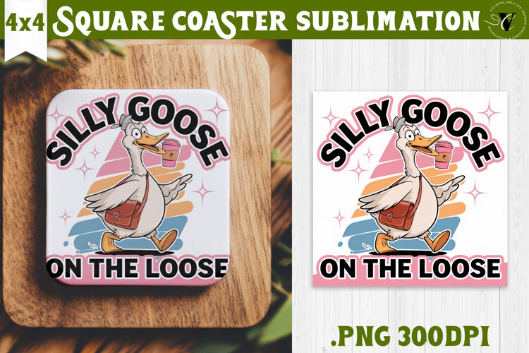 Goose Square Coaster | Funny Goose | Sarcastic example image 1