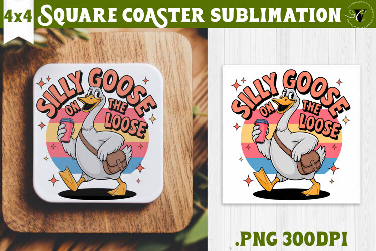 Goose Square Coaster | Funny Goose | Sarcastic example image 1
