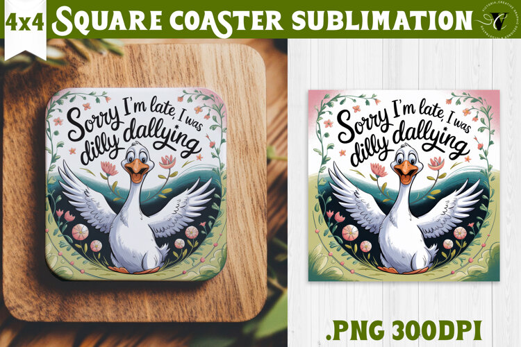 Goose Square Coaster | Funny Goose | Sarcastic example image 1