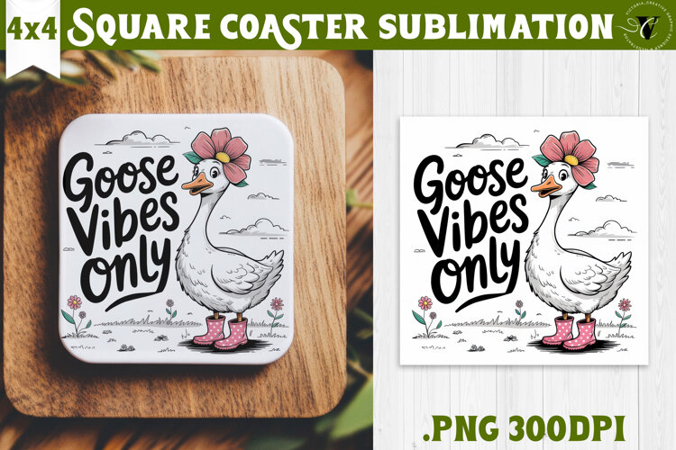 Goose Square Coaster | Funny Goose | Sarcastic example image 1