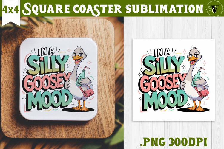 Goose Square Coaster | Funny Goose | Sarcastic example image 1