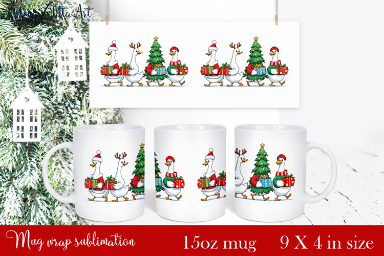 Funny Christmas Geese Sublimation Png Design | mug Print