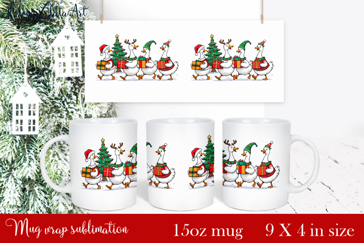 Funny Christmas Geese Sublimation Png Design | mug Print