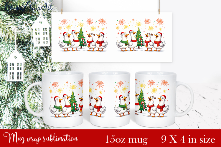 Funny Christmas Geese Sublimation Png Design | mug Print
